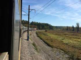 Ausblick aus dem Fenster des Linienzuges auf der Transsibierischen Eisenbahn. Foto:Joos Hahn